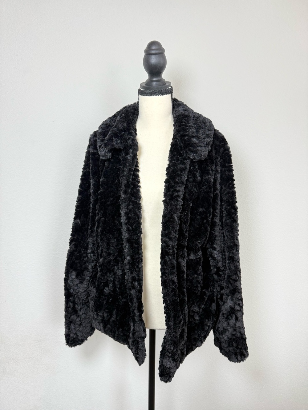 Black Faux Fur Women's Coat